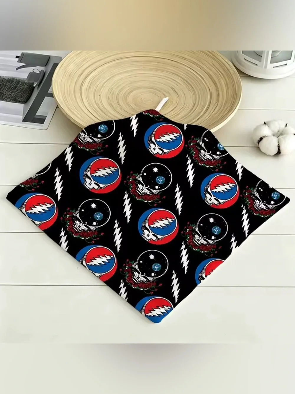 Grateful Dead Hanging Kitchen Towel, Polyester Cotton Material, Wear Resistant